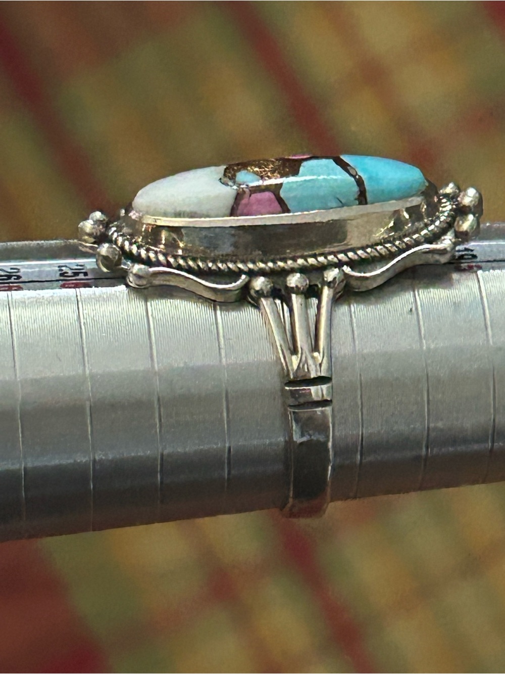 Sterling Silver Cotton Candy Turquoise Ring - Picture 5 of 7